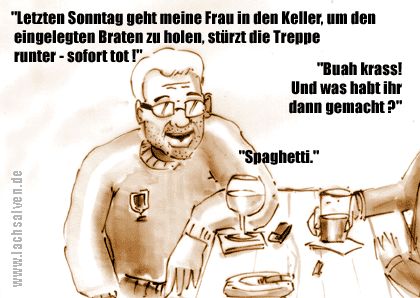 Witzbild: Kellersturz Teufelsbraten